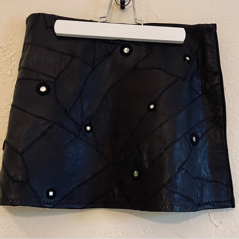 Morgan de Toi Y2K Leather and Stretch Black Mini-Skirt